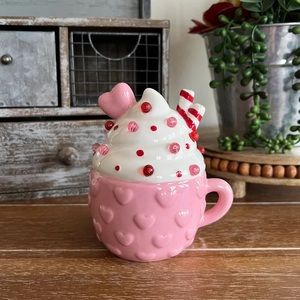 New Pink Heart Ceramic Valentine Hot Cocoa Light Up Mug